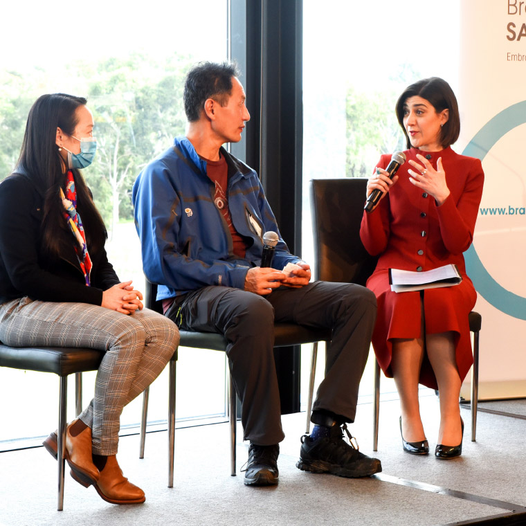 Brain Injury Awareness Week 2021: David Lee and his wife Sunny, interviewed by Emma Rebellato onstage