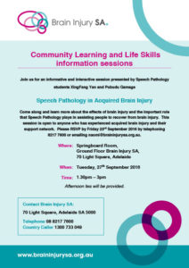 Community Learning and Life Skills: Speech Pathology in Acquired Brain Injury